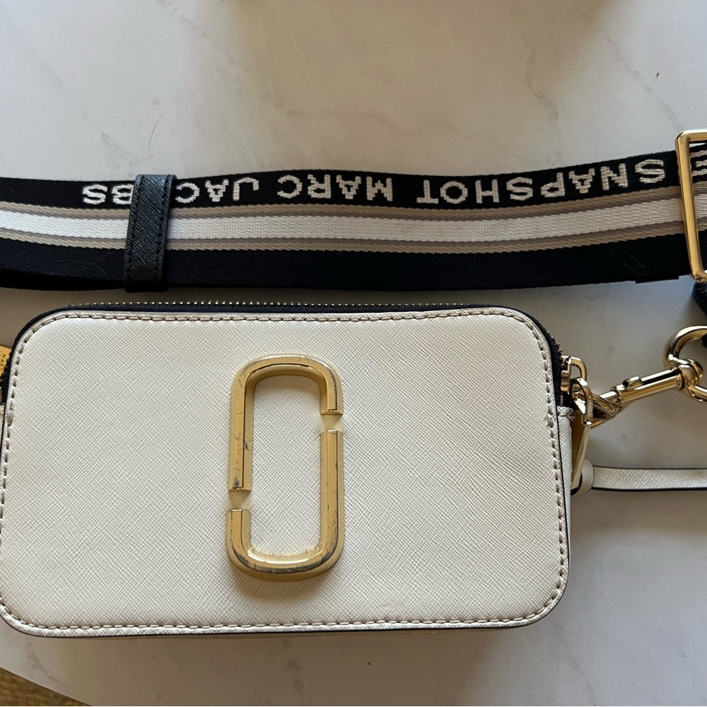 Marc Jacobs White Crossbody Bag with Gold Accents